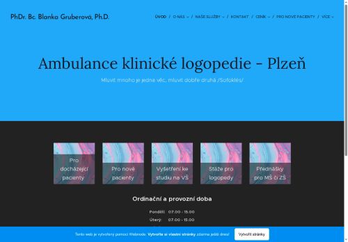 Zobrazit webové stránky Ambulance klinické logopedie - PhDr. Bc. Blanka Gruberová, Ph.D.
