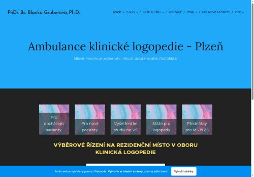 Zobrazit webové stránky Ambulance klinické logopedie - PhDr. Bc. Blanka Gruberová, Ph.D.