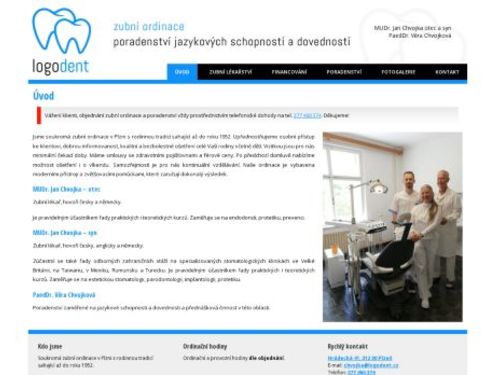 Zubní ordinace a poradenství jazykových schopností a dovedností Logodent - MUDr. Jan Chvojka, PaedDr. Věra Chvojková