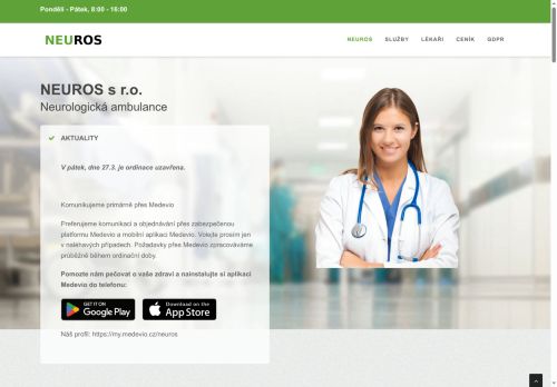 Zobrazit webové stránky Neurologická ambulance NEUROS - MUDr. Hana Rosenbergová, MUDr. Holečková