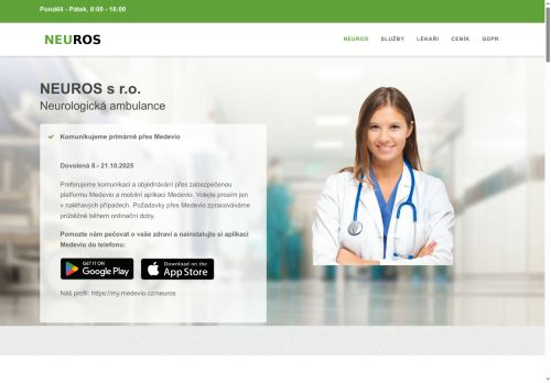Zobrazit webové stránky Neurologická ambulance NEUROS - MUDr. Hana Rosenbergová, MUDr. Holečková