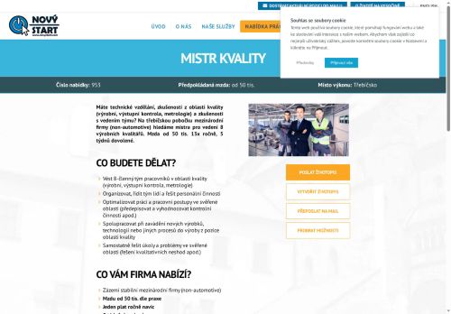 Webové stránky Nový start, personální agentura s.r.o., Třebíč