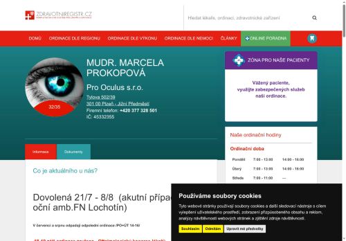 Zobrazit webové stránky Oční ordinace Pro Oculus s.r.o. - MUDr. Marcela Prokopová
