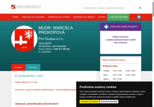 Zobrazit webové stránky Oční ordinace Pro Oculus s.r.o. - MUDr. Marcela Prokopová
