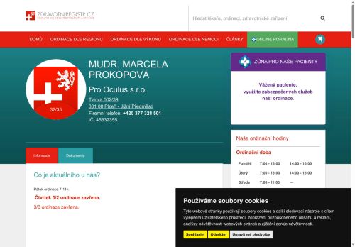 Zobrazit webové stránky Oční ordinace Pro Oculus s.r.o. - MUDr. Marcela Prokopová