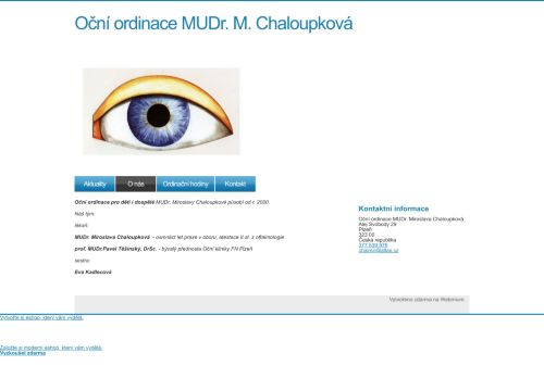 Zobrazit webové stránky Oční ordinace - MUDr. Miroslava Chaloupková