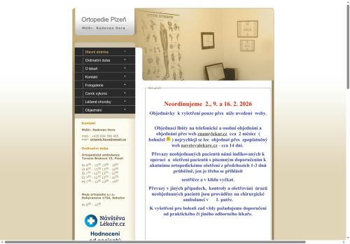 Zobrazit webové stránky Ortopedická ambulance - MUDr. Radovan Hora
