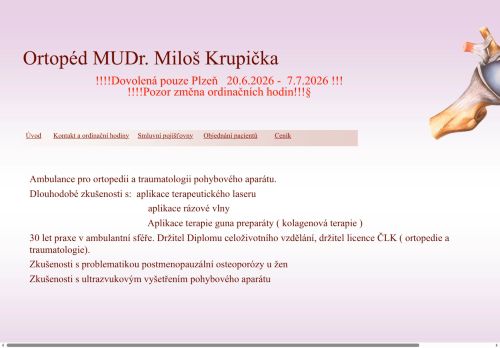 Zobrazit webové stránky Ortopedická ambulance - MUDr. Miloš Krupička