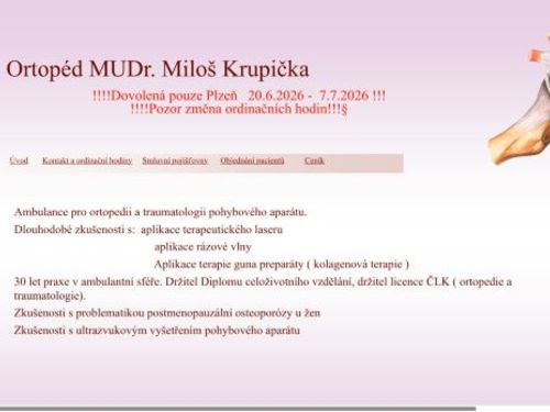 Ortopedická ambulance - MUDr. Miloš Krupička