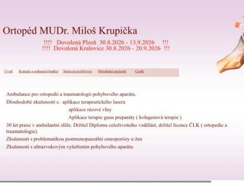 Ortopedická ambulance - MUDr. Miloš Krupička