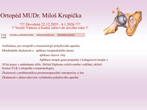 Ortopedická ambulance - MUDr. Miloš Krupička