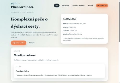 Zobrazit webové stránky Plicní ordinace SOPLITOO, s.r.o. - MUDr. Milan Štěpáník, MUDr. Luboš Kusenda