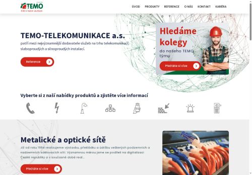 TEMO-TELEKOMUNIKACE a.s. nabízí práci na pozici POMOCNÝ PRACOVNÍK V TELEKOMUNIKACÍCH (M/Ž) v obci Třebíč