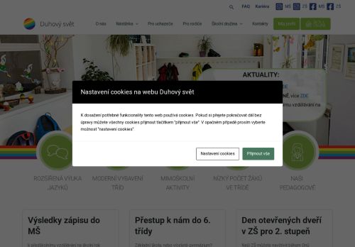 Webové stránky Mateřská škola a Základní škola Duhový svět, s.r.o., Kladno