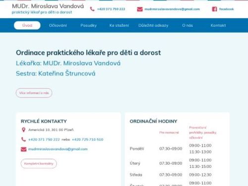 Praktický lékař pro děti a dorost - MUDr. Miroslava Vandová