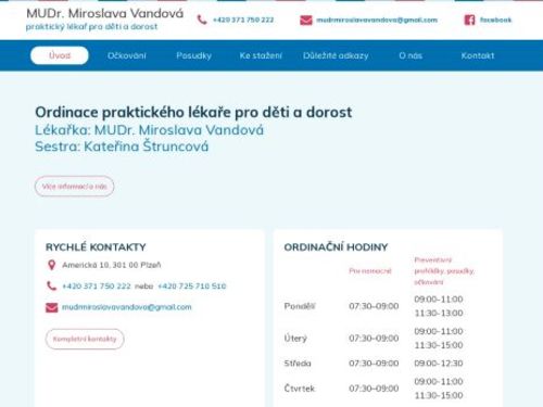 Praktický lékař pro děti a dorost - MUDr. Miroslava Vandová