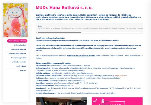 Zobrazit webové stránky Praktický lékař pro děti a dorost - MUDr. Hana Botková