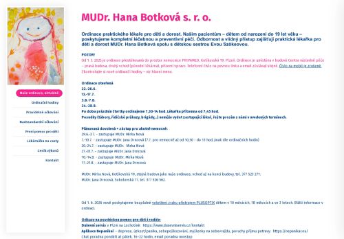 Zobrazit webové stránky Praktický lékař pro děti a dorost - MUDr. Hana Botková