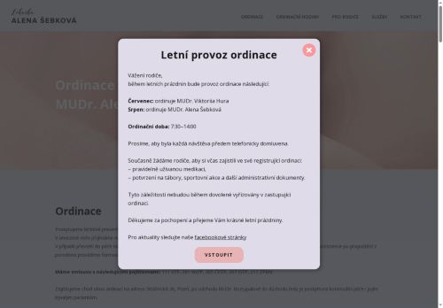 Zobrazit webové stránky Praktický lékař pro děti a dorost - MUDr. Alena Šebková