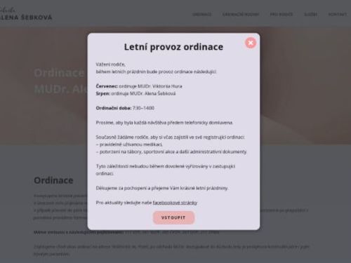 Praktický lékař pro děti a dorost - MUDr. Alena Šebková