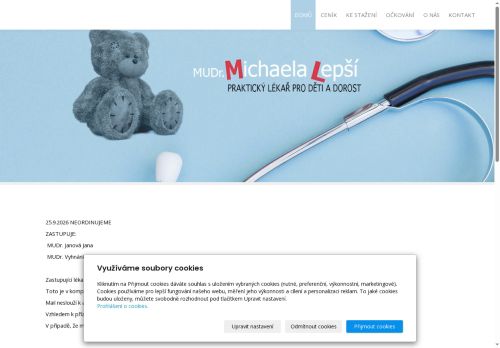 Zobrazit webové stránky Praktický lékař pro děti a dorost - MUDr. Michaela Lepší