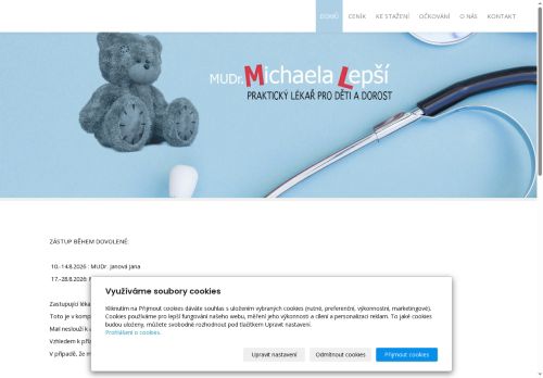 Zobrazit webové stránky Praktický lékař pro děti a dorost - MUDr. Michaela Lepší