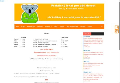 Zobrazit webové stránky Praktický lékař pro děti a dorost - MUDr. Ing. Konrad Siala PhD. MSc.