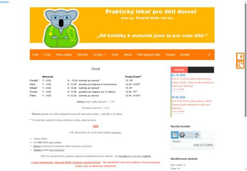 Zobrazit webové stránky Praktický lékař pro děti a dorost - MUDr. Ing. Konrad Siala PhD. MSc.