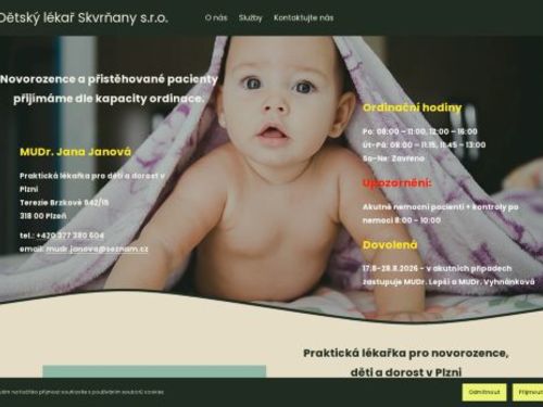 Dětský lékař Skvrňany - MUDr. Jana Janová