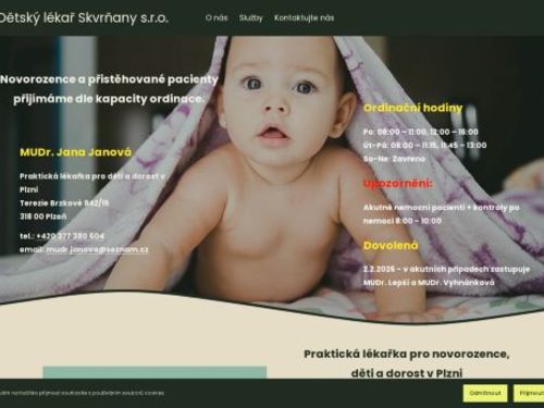 Dětský lékař Skvrňany - MUDr. Jana Janová