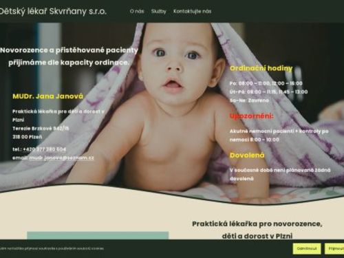 Dětský lékař Skvrňany - MUDr. Jana Janová