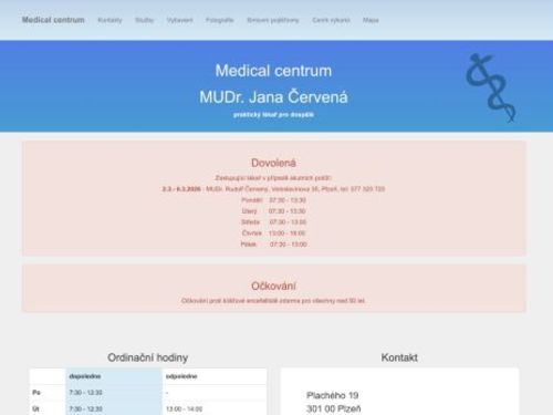 Praktický lékař pro dospělé Medical centrum - MUDr. Jana Červená