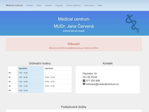 Praktický lékař pro dospělé Medical centrum - MUDr. Jana Červená