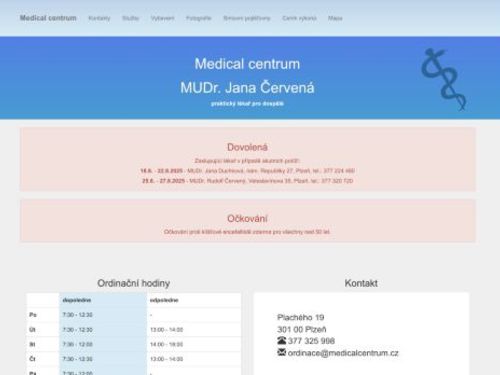 Praktický lékař pro dospělé Medical centrum - MUDr. Jana Červená