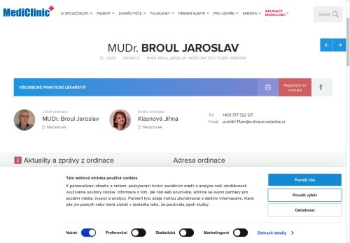 Zobrazit webové stránky Praktický lékař pro dospělé MediClinic a.s. - MUDr. Jaroslav Broul