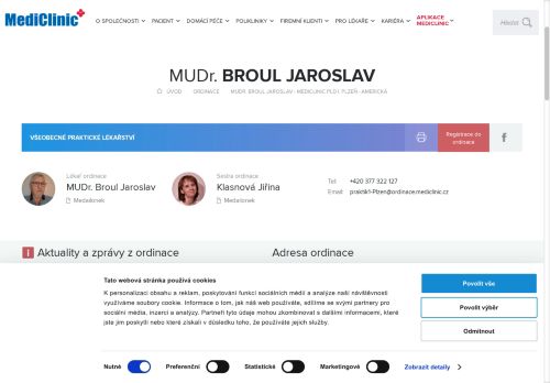 Zobrazit webové stránky Praktický lékař pro dospělé MediClinic a.s. - MUDr. Jaroslav Broul