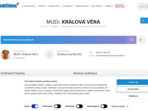 Praktický lékař pro dospělé MediClinic a.s. - MUDr. Věra Králová