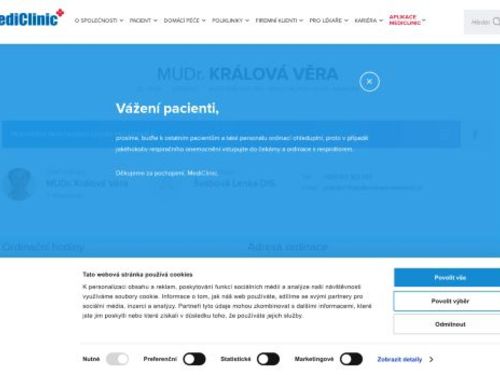 Praktický lékař pro dospělé MediClinic a.s. - MUDr. Věra Králová