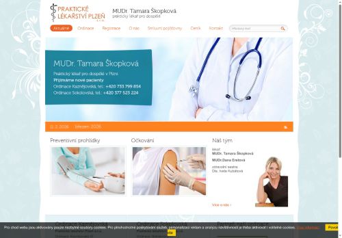 Zobrazit webové stránky Praktický lékař pro dospělé - MUDr. Tamara Škopková, MUDr. Dana Eretová (ordinace Kaznějovská)