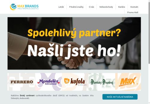 Webové stránky MAX BRANDS CZ s.r.o., Sluštice