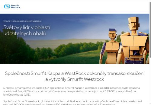 Webové stránky Smurfit Westrock Czech s.r.o., Žebrák