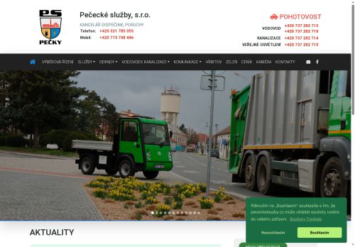 Webové stránky Pečecké služby, s.r.o., Pečky