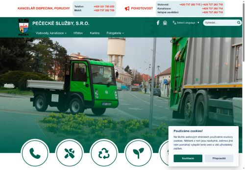 Webové stránky Pečecké služby, s.r.o., Pečky