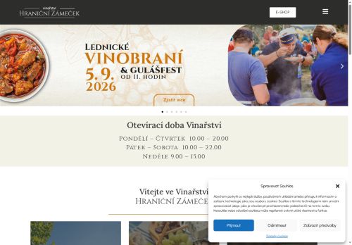 Webové stránky Vinařství HRANIČNÍ ZÁMEČEK s.r.o., Lednice