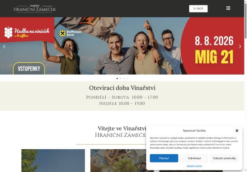 Webové stránky Vinařství HRANIČNÍ ZÁMEČEK s.r.o., Lednice