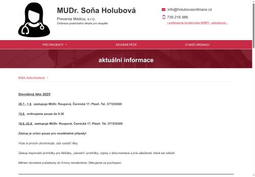 Zobrazit webové stránky Praktický lékař pro dospělé Preventa Medica, s.r.o. - MUDr. Soňa Holubová