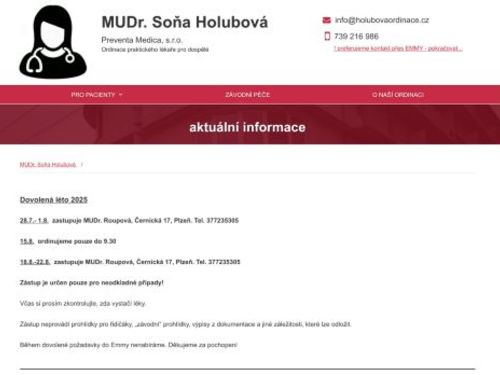Praktický lékař pro dospělé Preventa Medica, s.r.o. - MUDr. Soňa Holubová