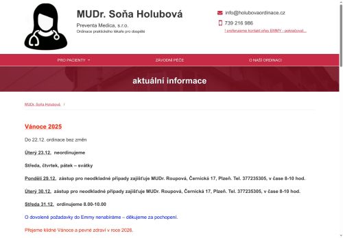Zobrazit webové stránky Praktický lékař pro dospělé Preventa Medica, s.r.o. - MUDr. Soňa Holubová