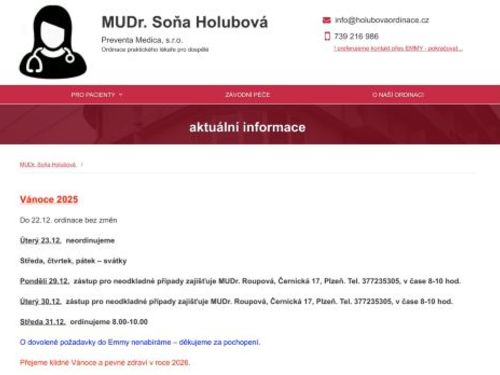 Praktický lékař pro dospělé Preventa Medica, s.r.o. - MUDr. Soňa Holubová