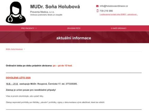 Praktický lékař pro dospělé Preventa Medica, s.r.o. - MUDr. Soňa Holubová